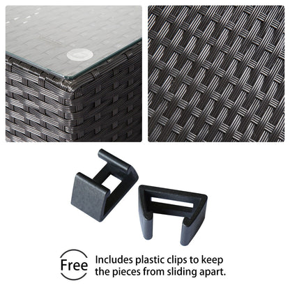 Divano componibile per esterni Kinbor da 9 pezzi, set da salotto in rattan e vimini, resistente alle intemperie, con cuscini, per patio e interni