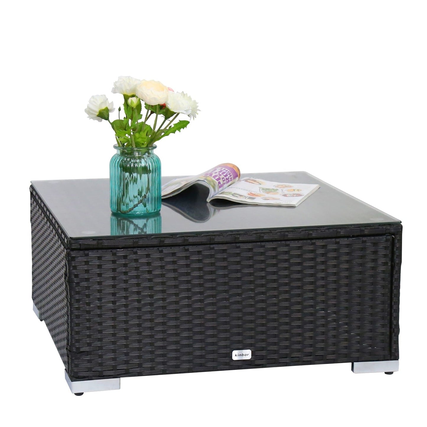 Divano componibile per esterni Kinbor da 9 pezzi, set da salotto in rattan e vimini, resistente alle intemperie, con cuscini, per patio e interni