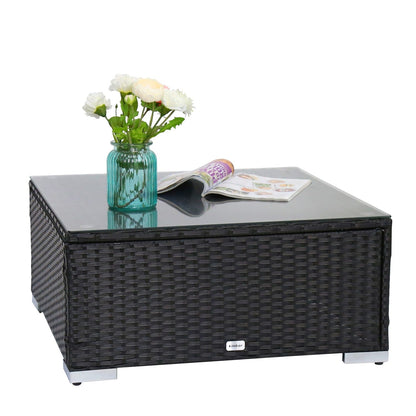 Divano componibile per esterni Kinbor da 9 pezzi, set da salotto in rattan e vimini, resistente alle intemperie, con cuscini, per patio e interni