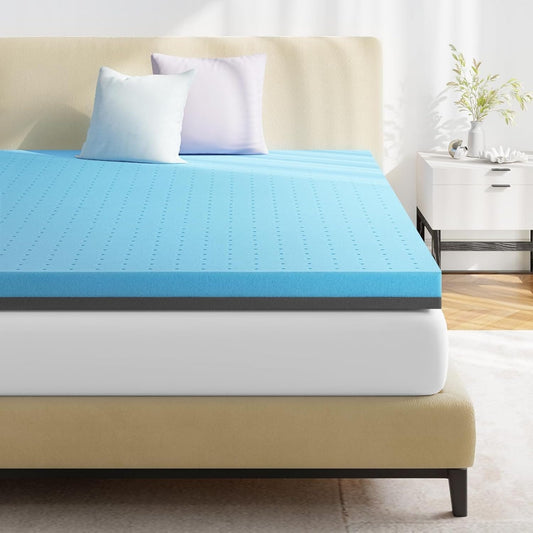 Coprimaterasso King, coprimaterasso in memory foam con infusione di gel da 3 pollici, coprimaterasso rinfrescante per alleviare la pressione e il mal di schiena