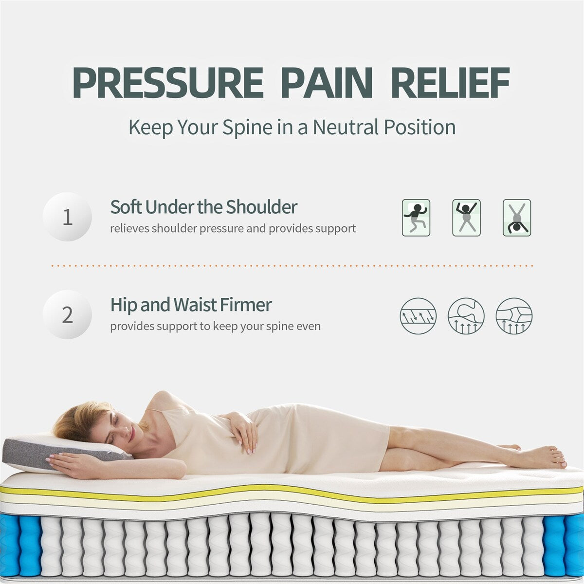 Materasso King Size da 10 pollici con parte superiore stretta in memory foam per un sonno di supporto