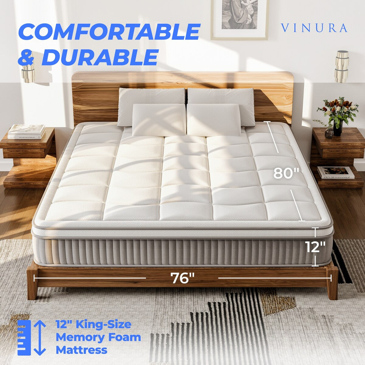 Materasso King Size con gel rinfrescante - Tessuto in memory foam da 12 pollici