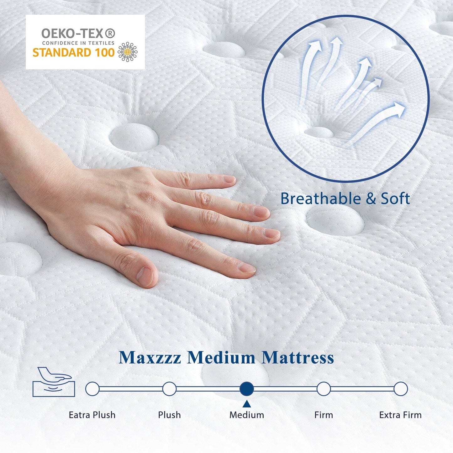 Materasso King Size, materassi ibridi King da 12 pollici, sollievo dalla pressione e supporto, memory foam rinfrescante e molle insacchettate singolarmente