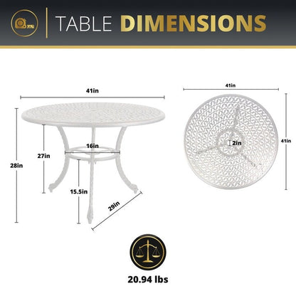 Kinger Home Harmon Tavolo da pranzo da esterno in alluminio pressofuso da 5 pezzi con cuscini - 41 pollici
