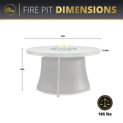 Kinger Home Isla Rattan Set da patio da 7 pezzi con tavolo per braciere a propano - 76 pollici