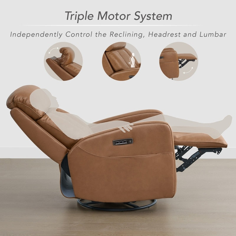 Poltrona reclinabile elettrica Kinsley a triplo motore in pelle con regolazione lombare
