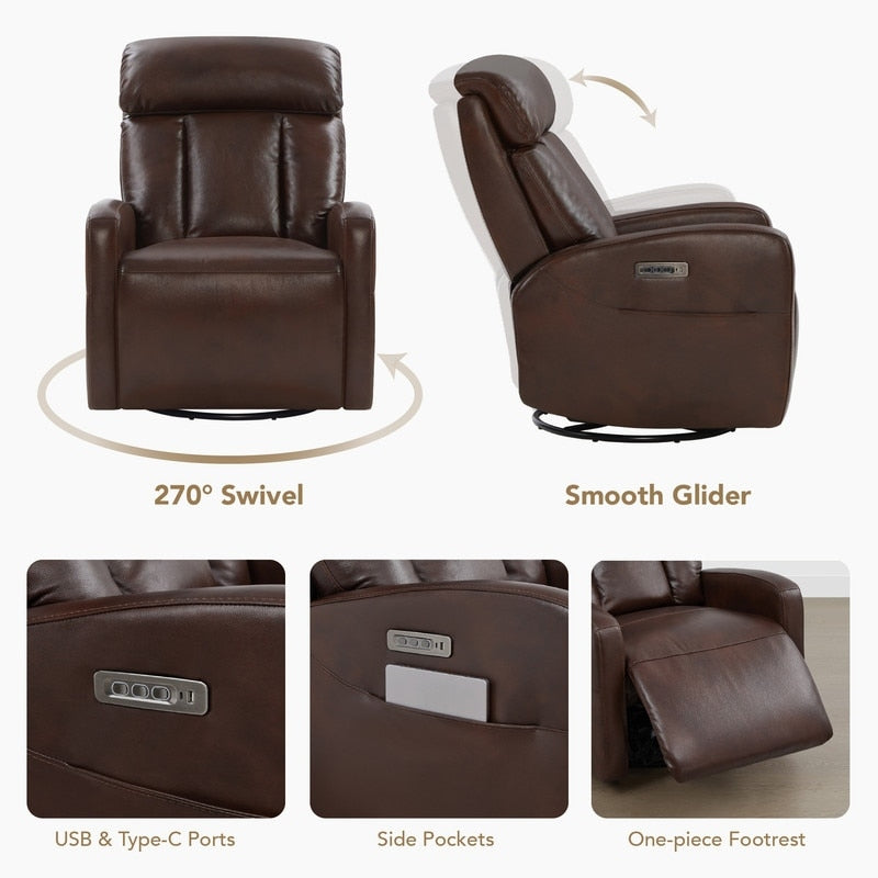 Poltrona reclinabile elettrica Kinsley a triplo motore in pelle con regolazione lombare