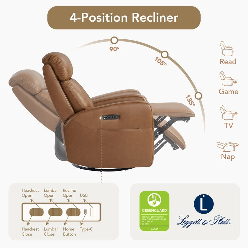 Poltrona reclinabile elettrica Kinsley a triplo motore in pelle con regolazione lombare