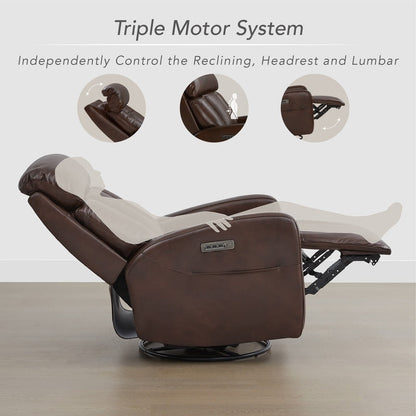 Poltrona reclinabile elettrica Kinsley a triplo motore in pelle con regolazione lombare