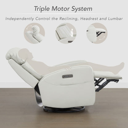 Poltrona reclinabile elettrica Kinsley a triplo motore in pelle con regolazione lombare