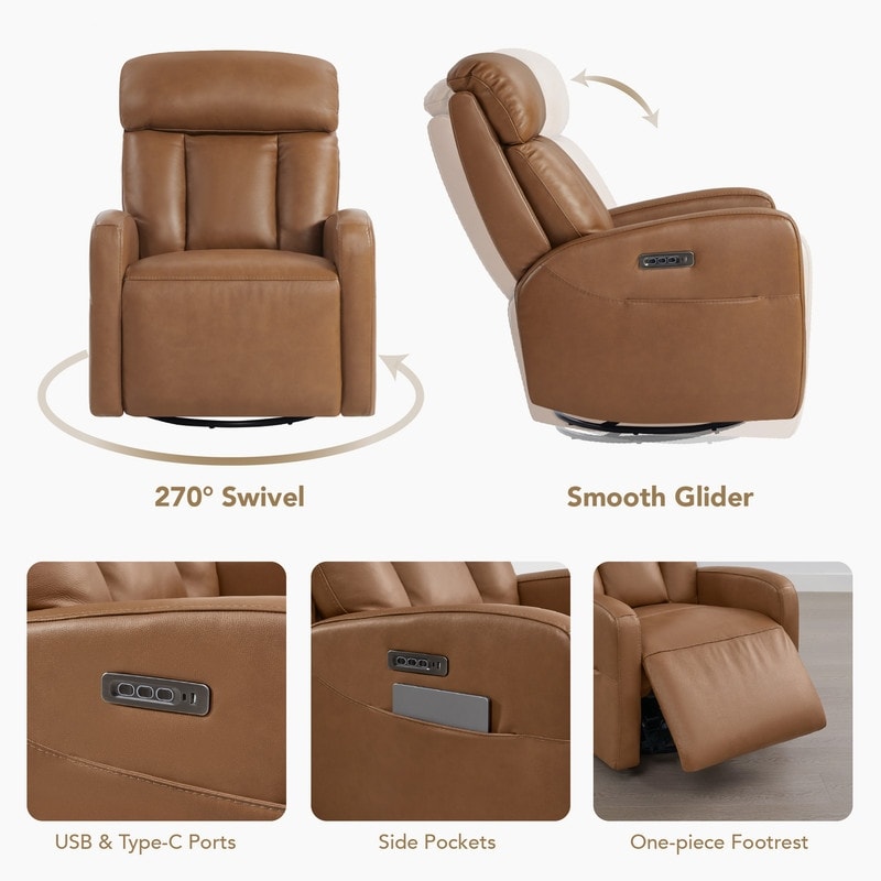 Poltrona reclinabile elettrica Kinsley a triplo motore in pelle con regolazione lombare