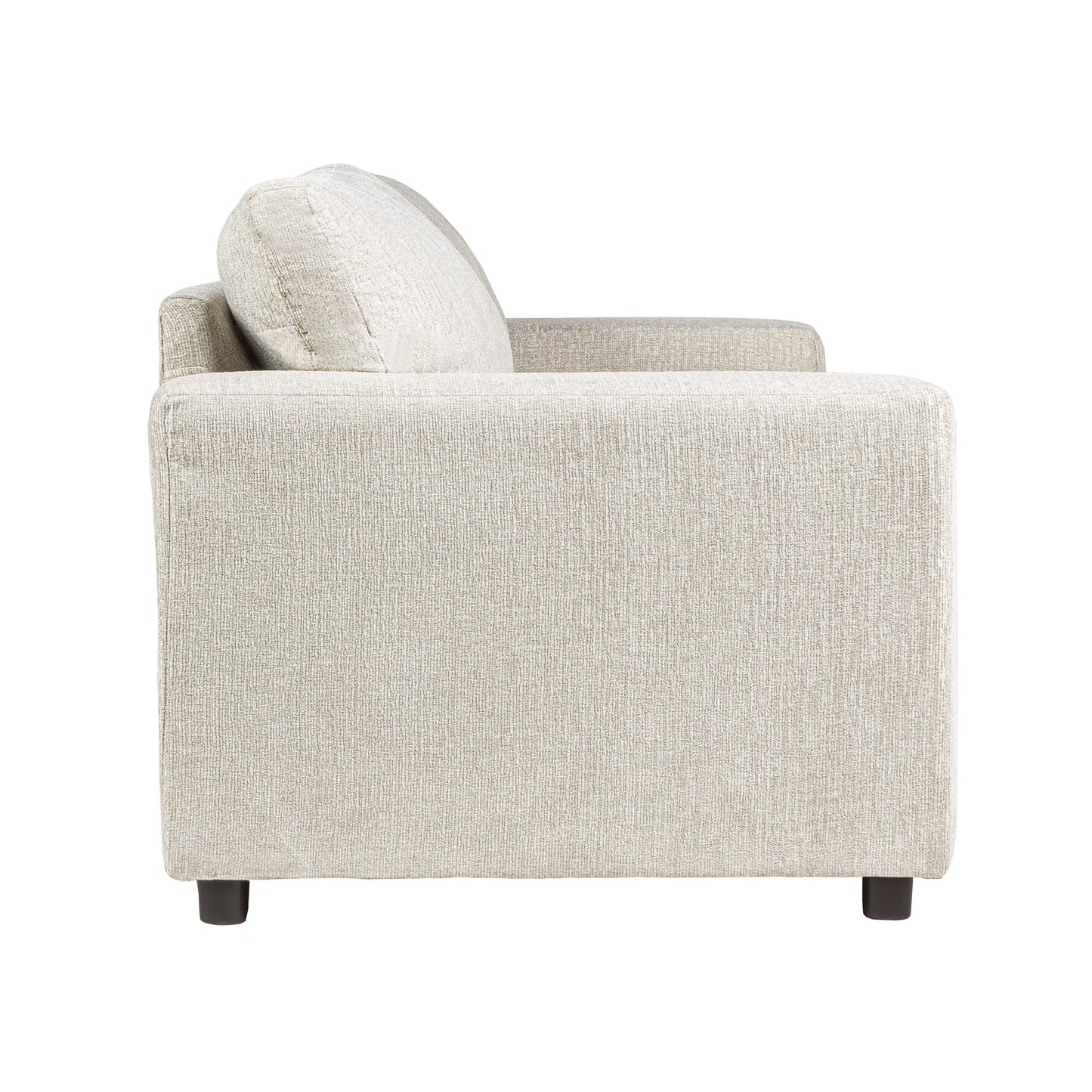 Divano Kiono, morbidi cuscini in poliestere beige, legno massello nero, 85 pollici