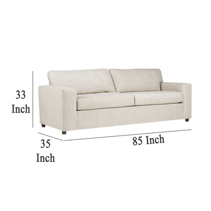 Divano Kiono, morbidi cuscini in poliestere beige, legno massello nero, 85 pollici