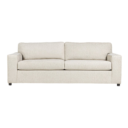 Divano Kiono, morbidi cuscini in poliestere beige, legno massello nero, 85 pollici