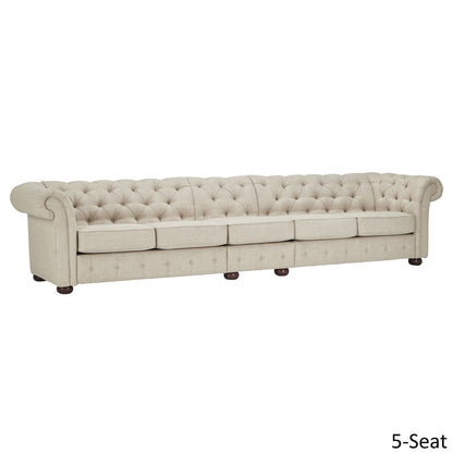 Divano modulare Chesterfield trapuntato in lino beige Knightsbridge di iNSPIRE Q Artisan