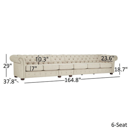 Divano modulare Chesterfield trapuntato in lino beige Knightsbridge di iNSPIRE Q Artisan