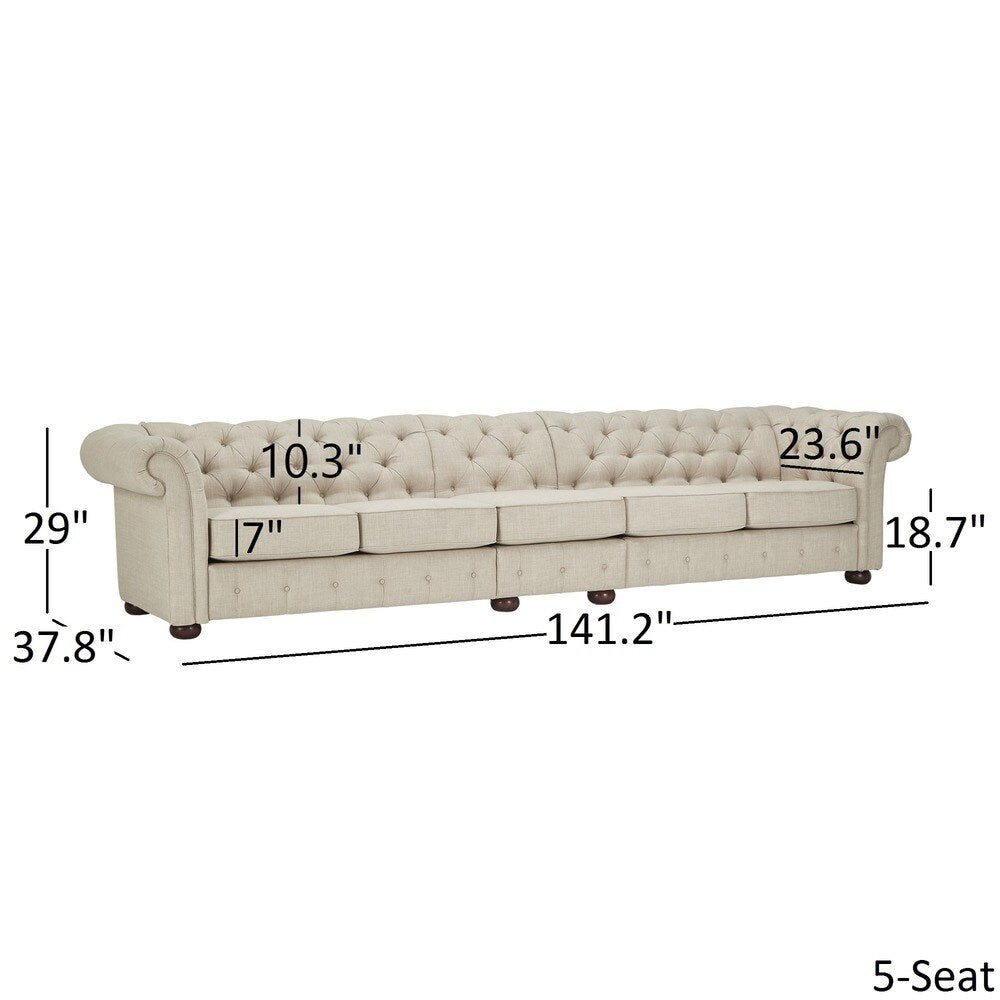 Divano modulare Chesterfield trapuntato in lino beige Knightsbridge di iNSPIRE Q Artisan