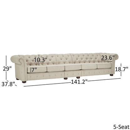 Divano modulare Chesterfield trapuntato in lino beige Knightsbridge di iNSPIRE Q Artisan