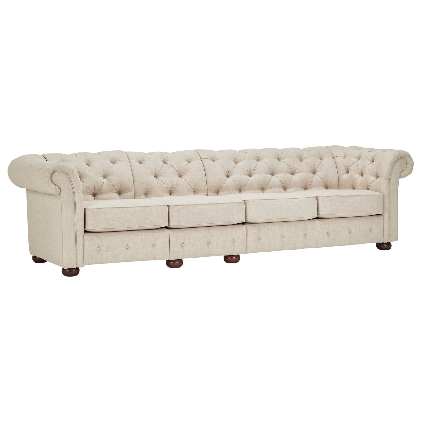 Divano modulare Chesterfield trapuntato in lino beige Knightsbridge di iNSPIRE Q Artisan