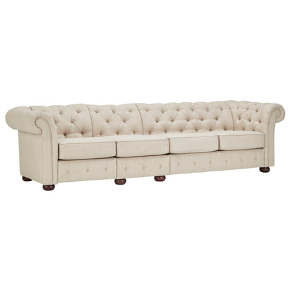 Divano modulare Chesterfield trapuntato in lino beige Knightsbridge di iNSPIRE Q Artisan