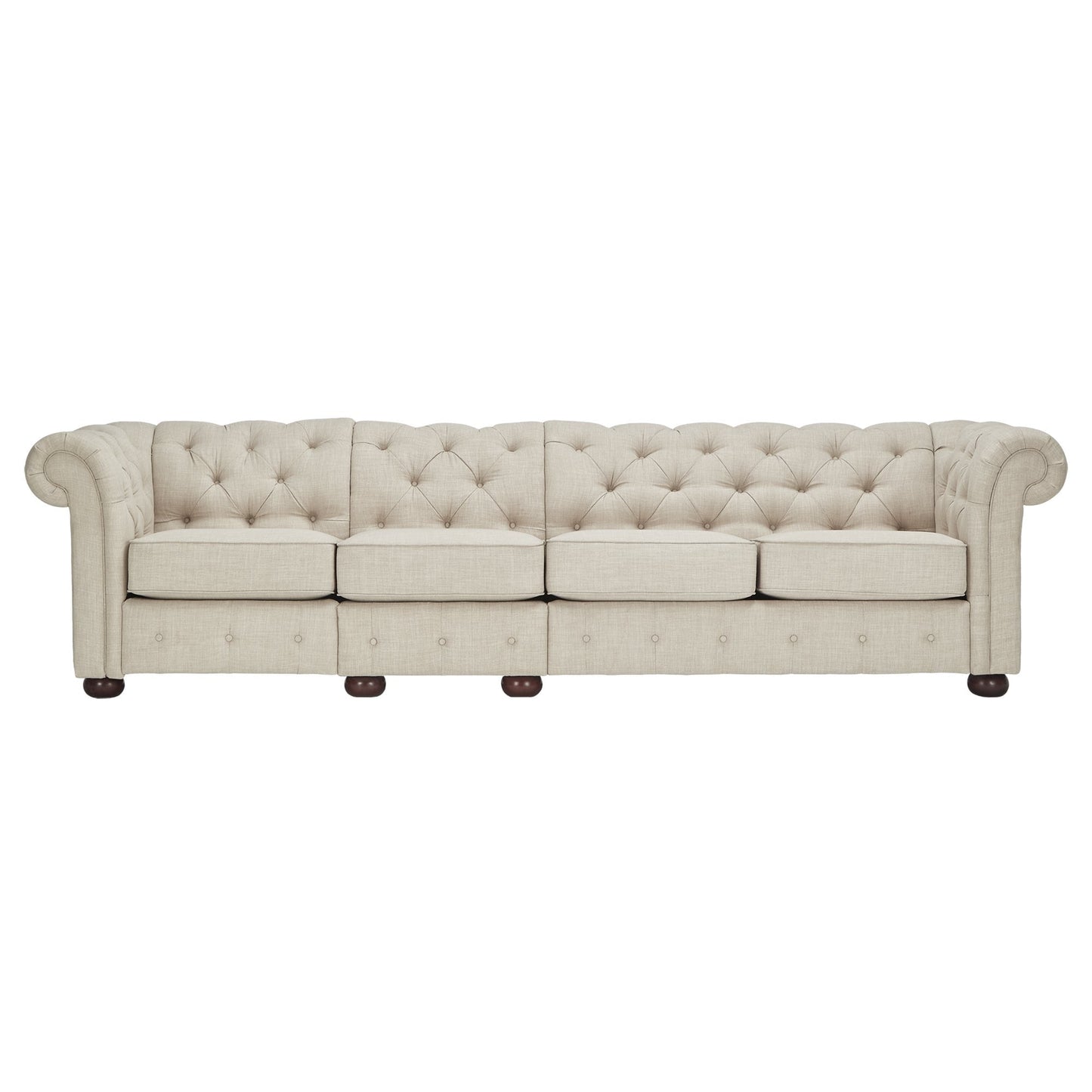 Divano modulare Chesterfield trapuntato in lino beige Knightsbridge di iNSPIRE Q Artisan