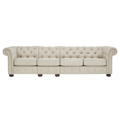 Divano modulare Chesterfield trapuntato in lino beige Knightsbridge di iNSPIRE Q Artisan