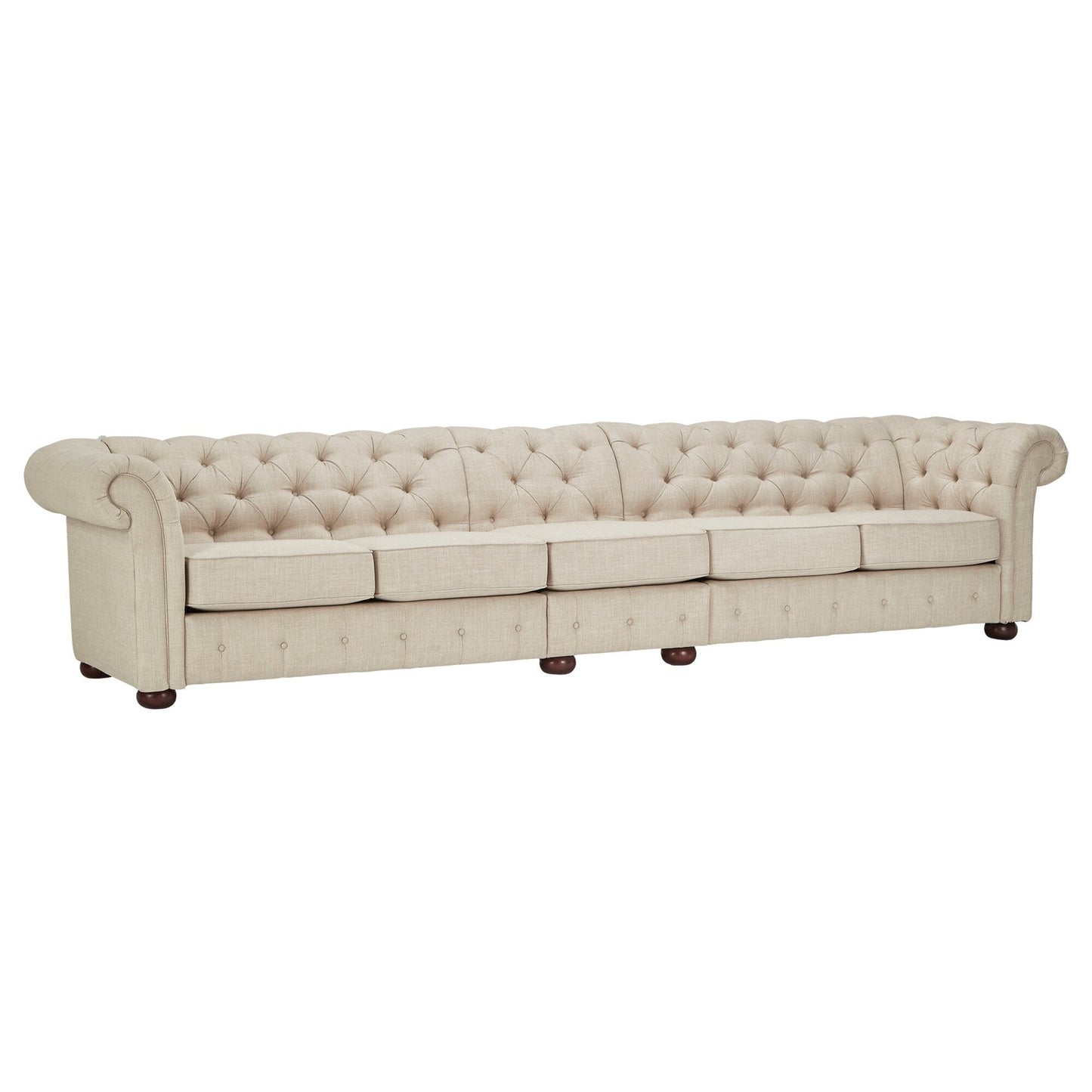 Divano modulare Chesterfield trapuntato in lino beige Knightsbridge di iNSPIRE Q Artisan