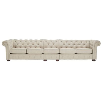 Divano modulare Chesterfield trapuntato in lino beige Knightsbridge di iNSPIRE Q Artisan