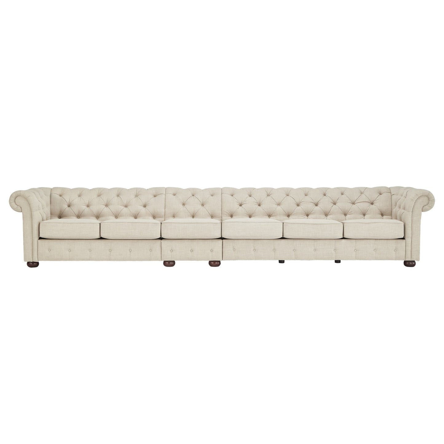 Divano modulare Chesterfield trapuntato in lino beige Knightsbridge di iNSPIRE Q Artisan
