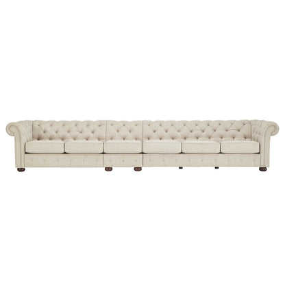 Divano modulare Chesterfield trapuntato in lino beige Knightsbridge di iNSPIRE Q Artisan