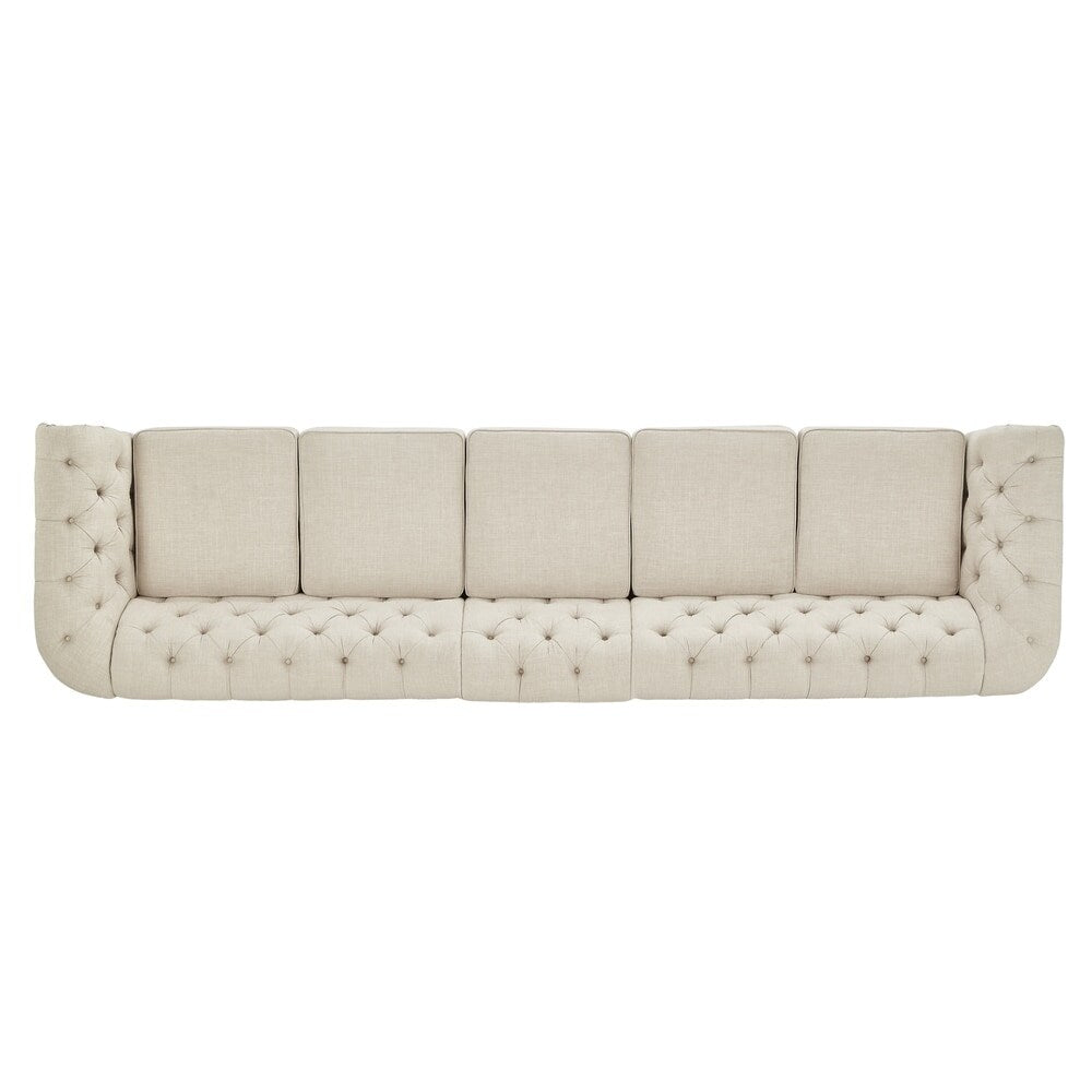Divano modulare Chesterfield trapuntato in lino beige Knightsbridge di iNSPIRE Q Artisan