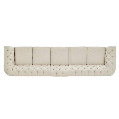 Divano modulare Chesterfield trapuntato in lino beige Knightsbridge di iNSPIRE Q Artisan