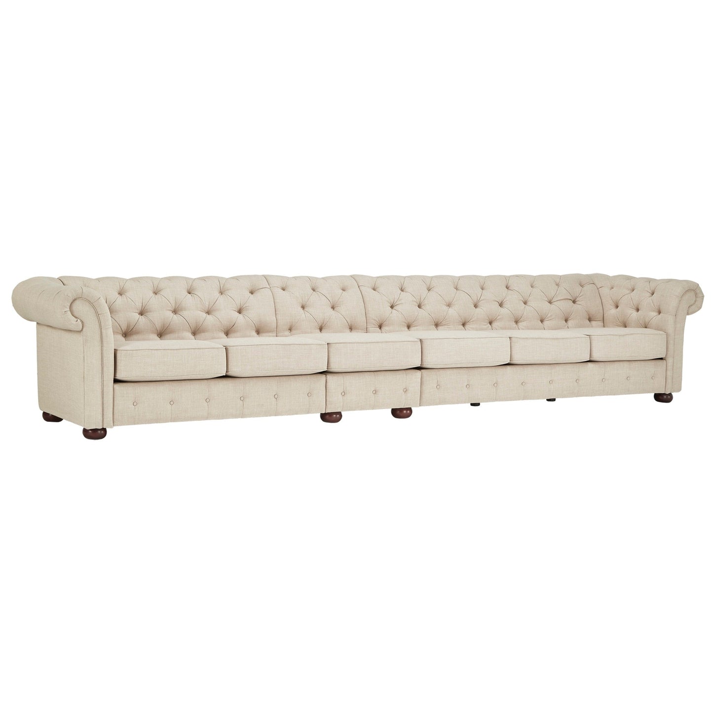 Divano modulare Chesterfield trapuntato in lino beige Knightsbridge di iNSPIRE Q Artisan