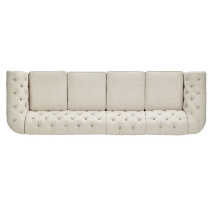 Divano modulare Chesterfield trapuntato in lino beige Knightsbridge di iNSPIRE Q Artisan