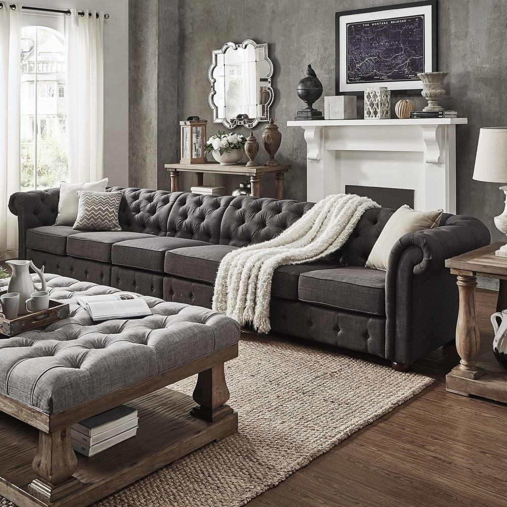 Divano Chesterfield extra lungo grigio Knightsbridge di iNSPIRE Q Artisan
