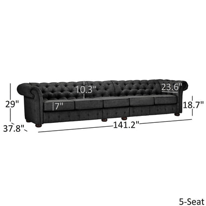 Divano Chesterfield extra lungo grigio Knightsbridge di iNSPIRE Q Artisan