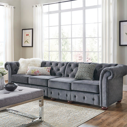 Divano Chesterfield extra lungo grigio Knightsbridge di iNSPIRE Q Artisan