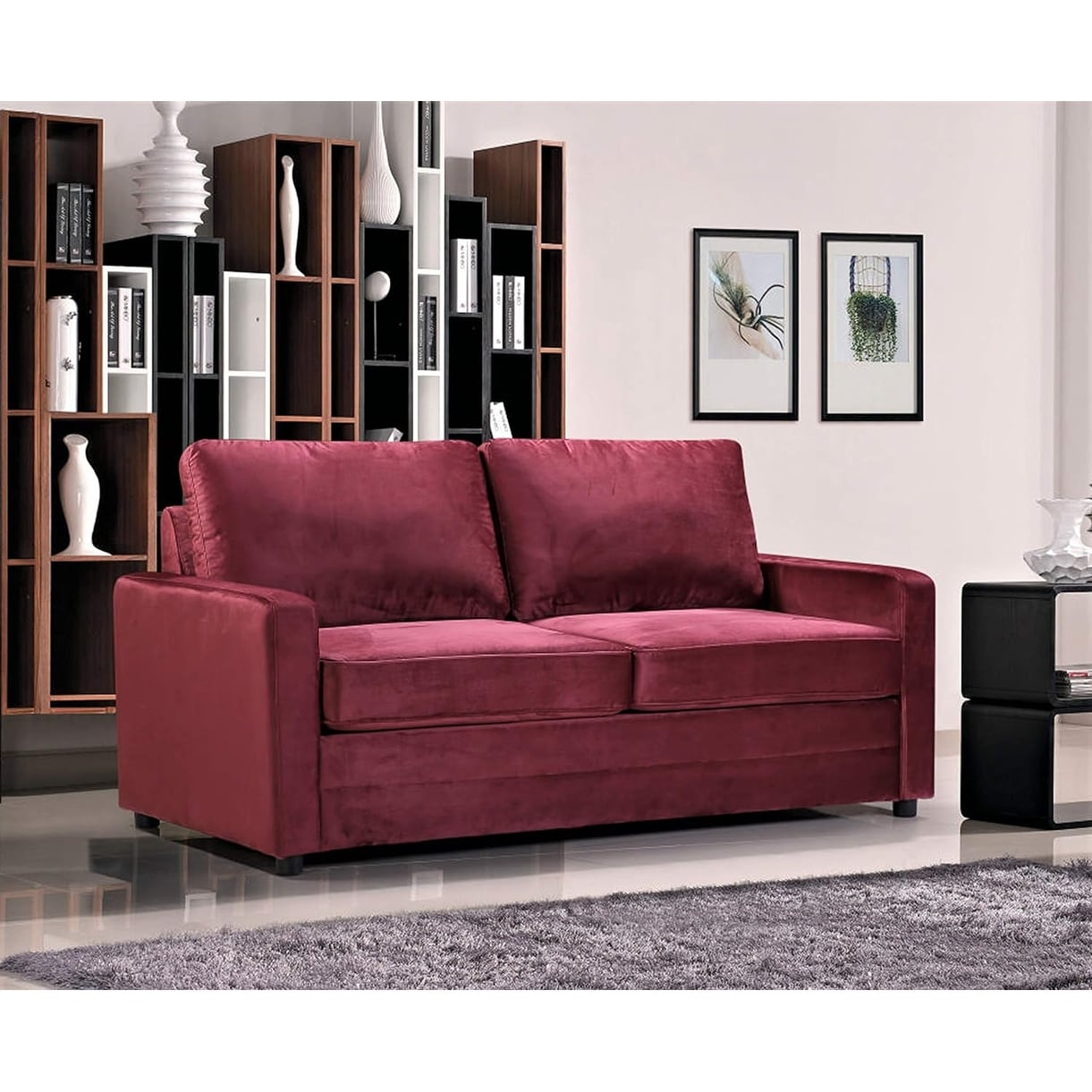 Divano letto Knightsville Velvet da 70 pollici con braccioli quadrati