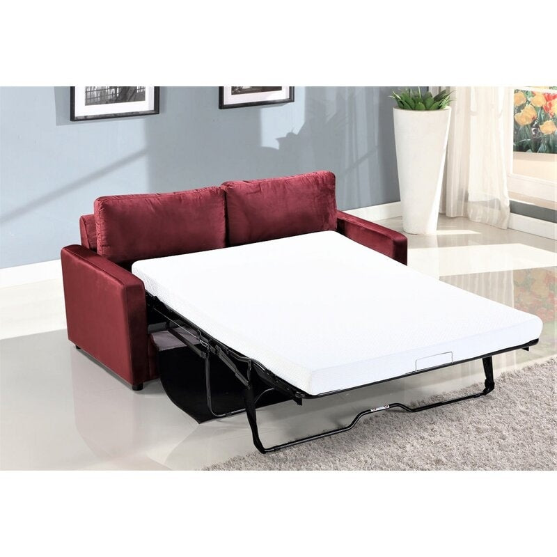 Divano letto Knightsville Velvet da 70 pollici con braccioli quadrati
