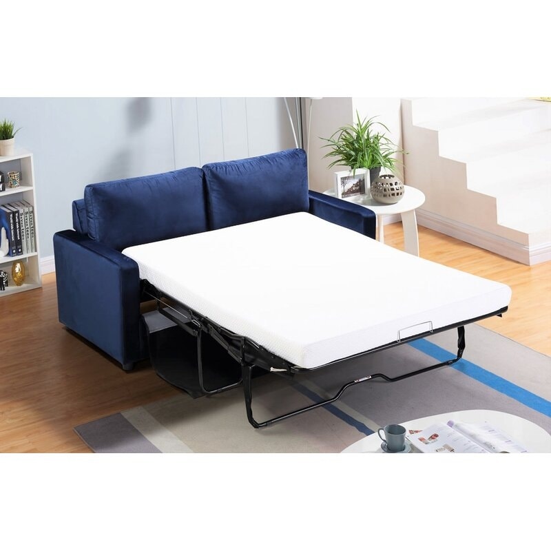 Divano letto Knightsville Velvet da 70 pollici con braccioli quadrati