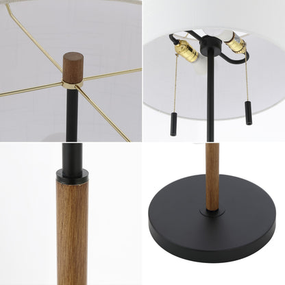 Lampada da terra a LED con candeliere in ferro rustico Koda 61, finitura in legno marrone/nero di JONATHAN Y