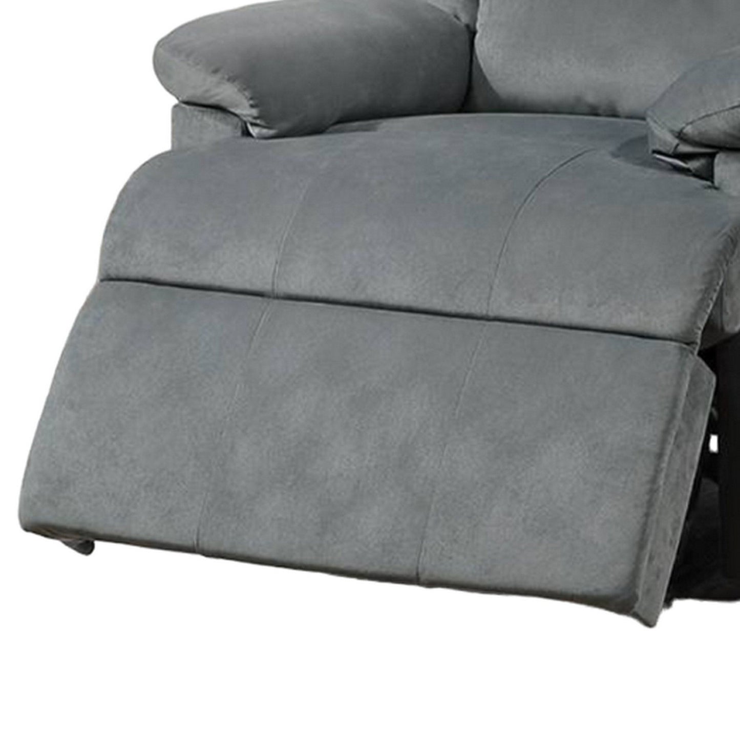 Poltrona reclinabile manuale Kori, imbottita in velluto grigio scuro, legno massello