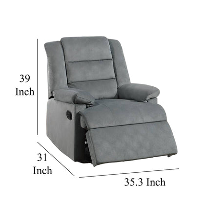 Poltrona reclinabile manuale Kori, imbottita in velluto grigio scuro, legno massello