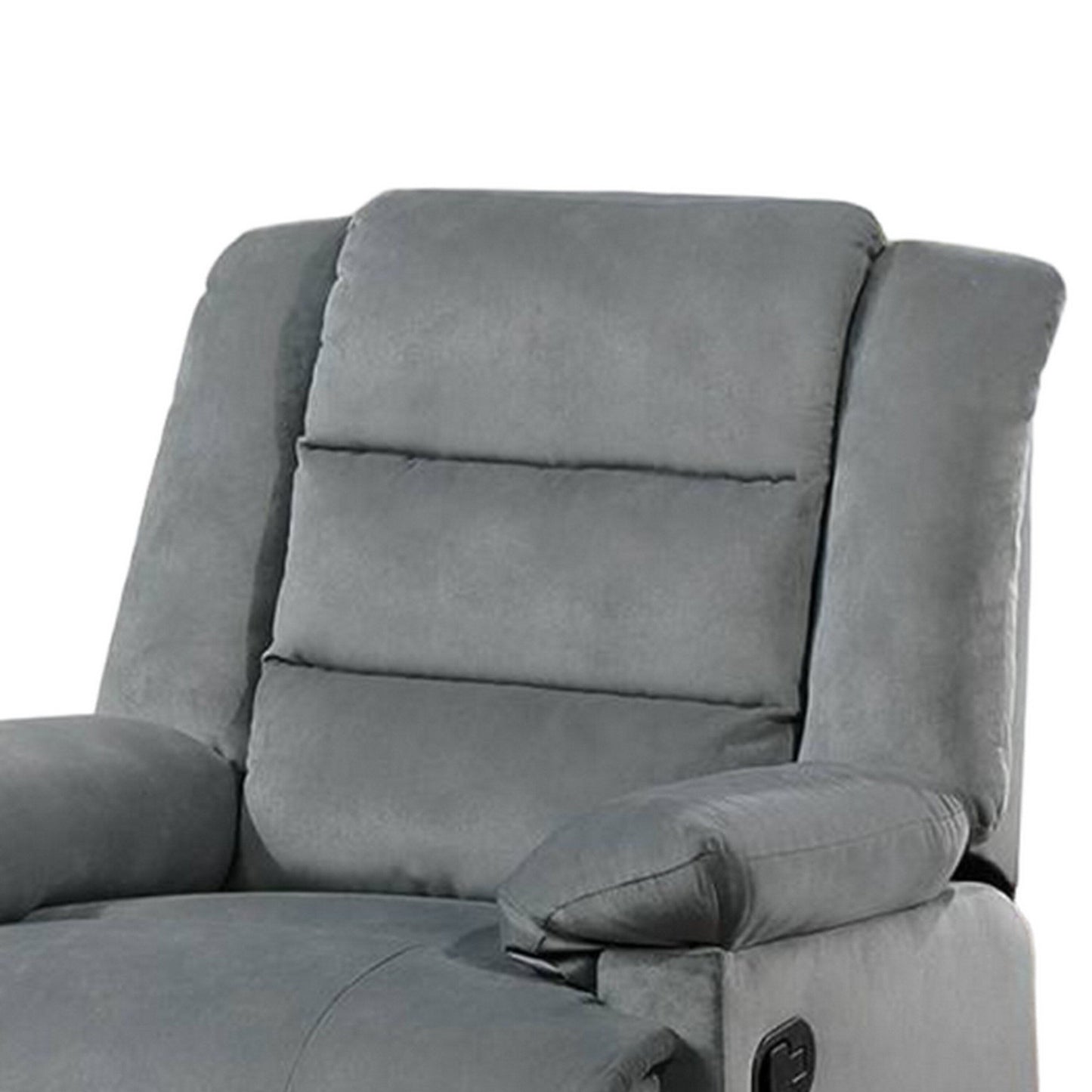 Poltrona reclinabile manuale Kori, imbottita in velluto grigio scuro, legno massello