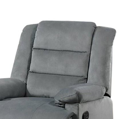 Poltrona reclinabile manuale Kori, imbottita in velluto grigio scuro, legno massello