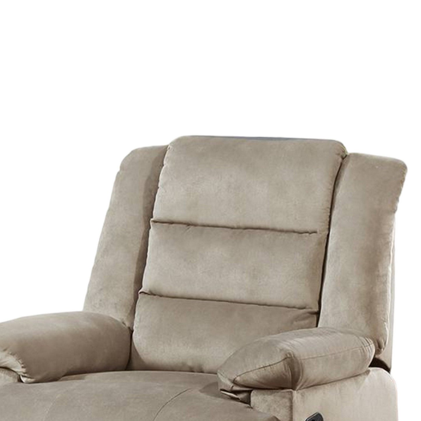 Poltrona reclinabile manuale Kori, morbida imbottitura in velluto beige, legno massello