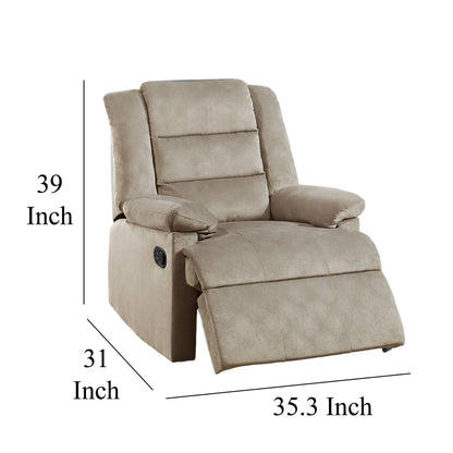 Poltrona reclinabile manuale Kori, morbida imbottitura in velluto beige, legno massello