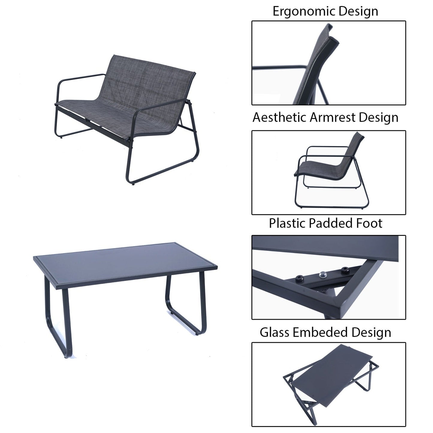 Kozyard Sofia Set da conversazione per patio/esterno, 4 pezzi