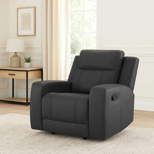 Poltrona reclinabile manuale Krio, 37 pollici, moderna similpelle grigio antracite