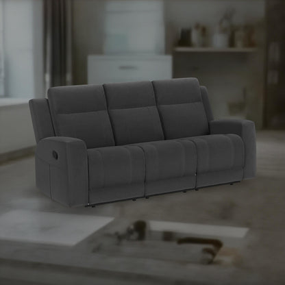 Divano reclinabile manuale Krio, 80 pollici, moderno in similpelle grigio antracite